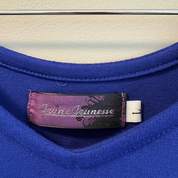 Fitted Blue Cap Sleeve Mini Dress size L - Picture 6 of 9